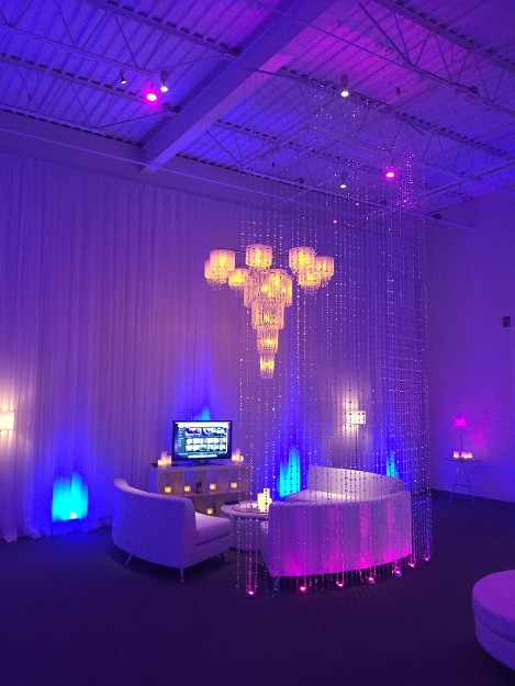 Chandelier and Lounge Area